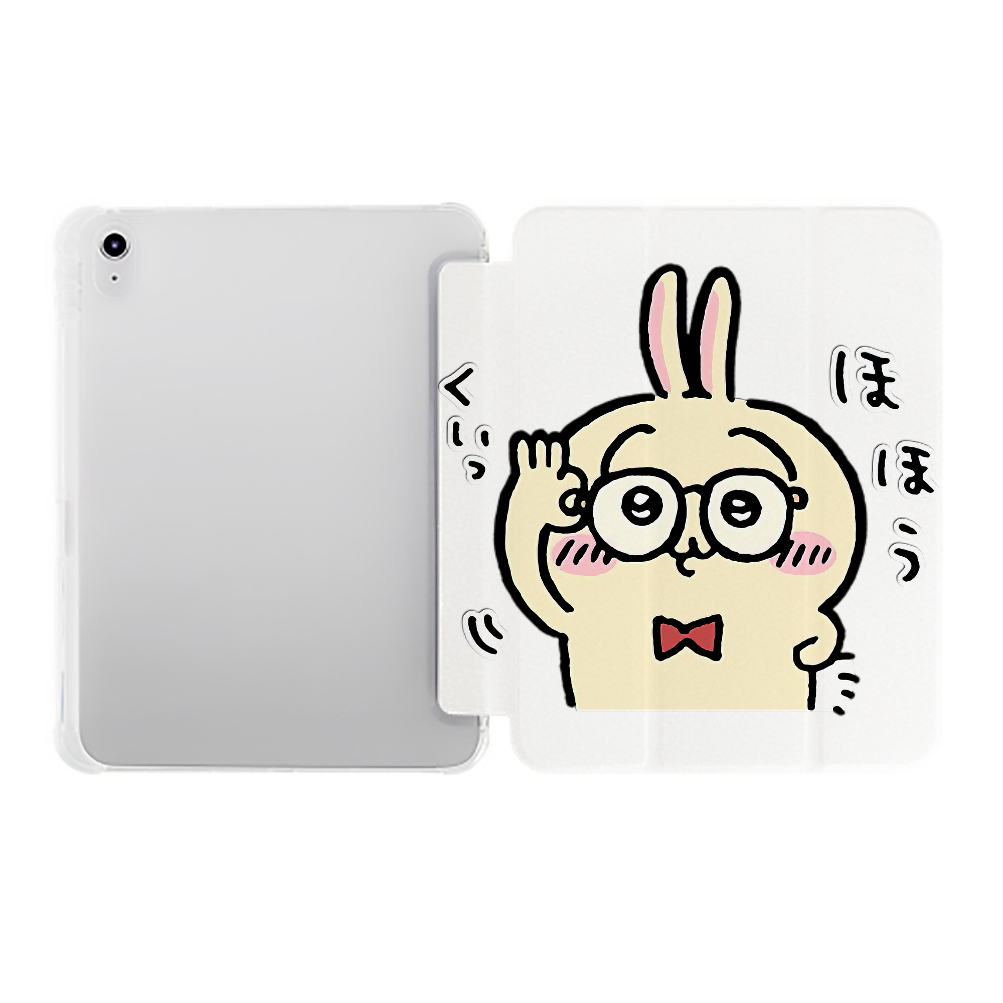 （画像用） ちいかわ うさぎ Chii-kawa usagi IPad ケース ペン収納付き 三つ折りスタンド PUレザー×シリコン 対応機種9.5/10.5/10.9インチ